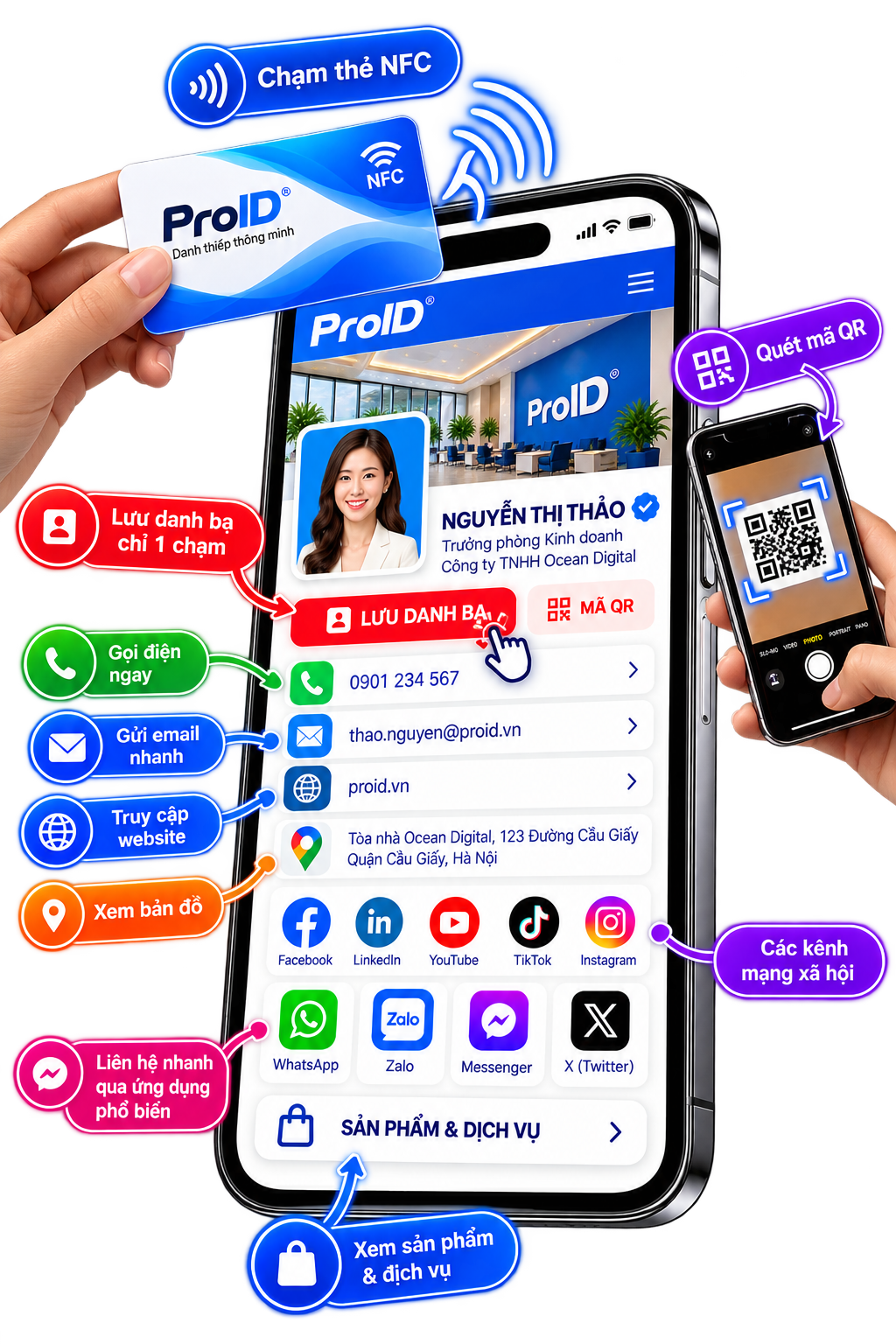 Ba bước lưu danh bạ từ hồ sơ Pro ID vào danh bạ điện thoại